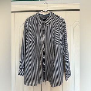 Talbots Navy and White Striped Ladies Blouse